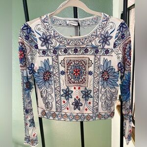 Zara Multicolor Embroidered Floral Blouse
